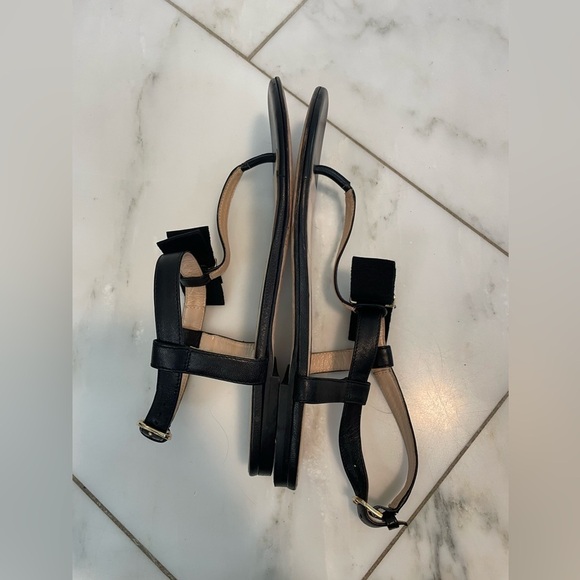 Club Monaco, euro 38 US 7.5, women’s black and tan leather t-strap bow tie flats - Picture 8 of 10